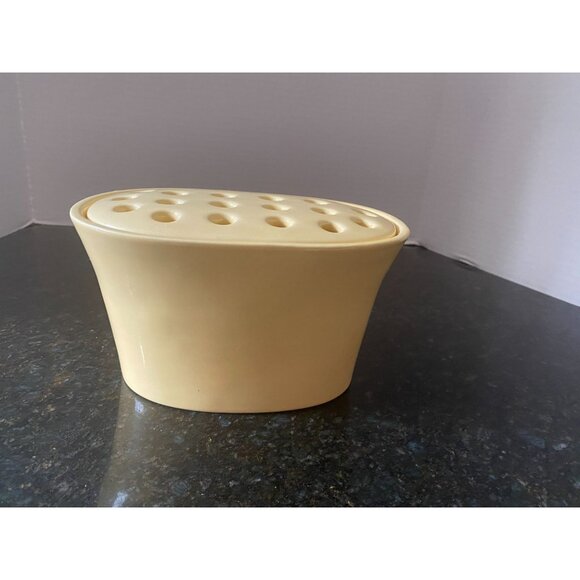 Southern Living At Home Arrange-It-Easy 8" Yellow Oval Flower Frog Vase - Picture 1 of 6